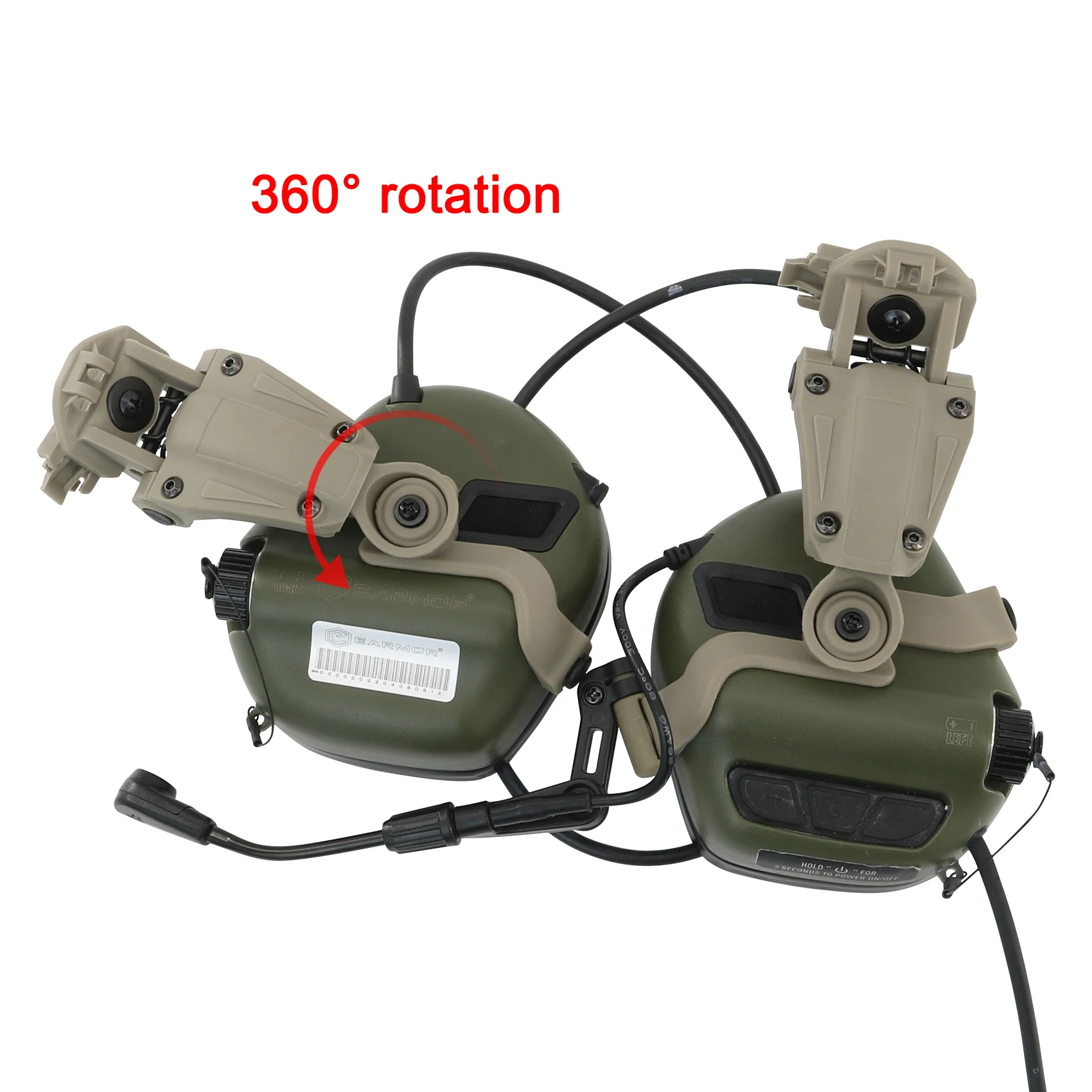 Hearing Protection Electronic Headset Adapter for EARMOR Military Headset M31-Mark3/M32-Mark3/M31X Tactical Headset for ARC Rail