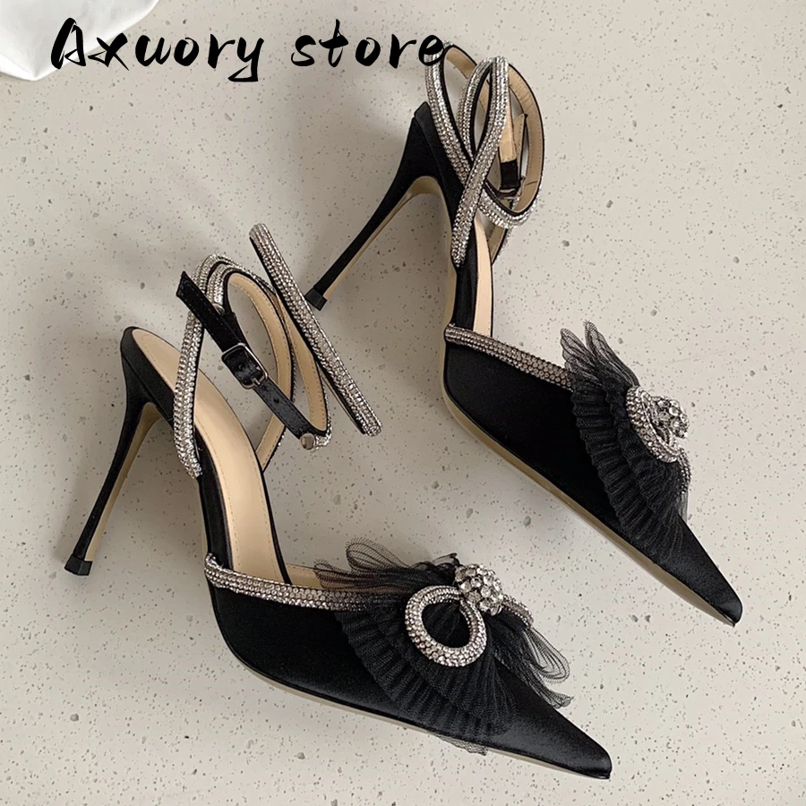 New Summer High Heels Dinner Birthday Party Wedding Women's Party Shoes Wedding Shoes Crystal Bow