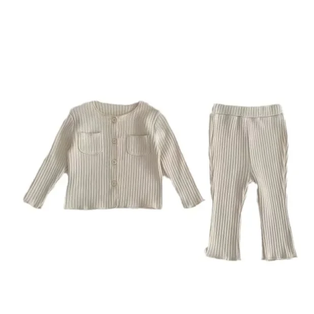 Корейский Осенний комплект одежды для отдыха 2024 из двух предметов однотонный