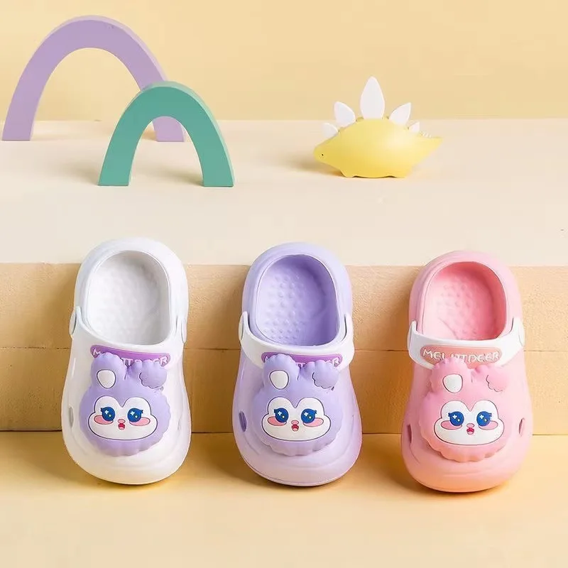 Baby Lovely Rabbit Summer Hole Shoes Boys and Girls Cartoon Beach Sandals Outdoor Anti-slip Sandals Breathable Soft Child Slides