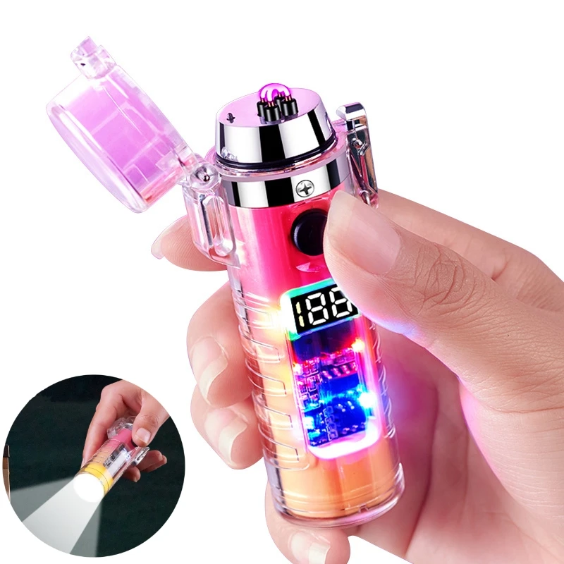 

Double Arc USB Rechargeable Electronic Lighter New Outdoor Waterproof LED Color Lights Lighter Smoking Accessories Men's Gift