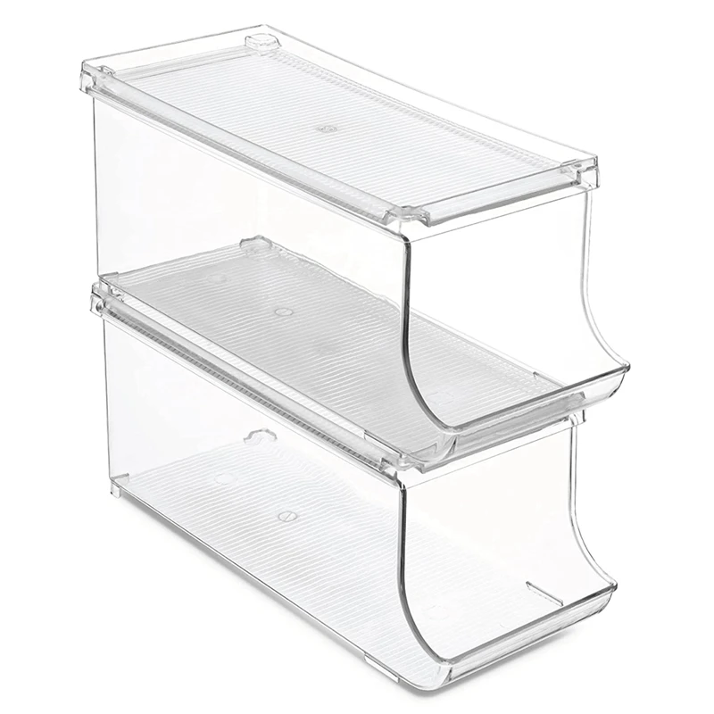 

Set of 2 Stackable Refrigerator Organizer Bins Soda Can Dispenser Beverage Holder for Fridge, Freezer, Kitchen