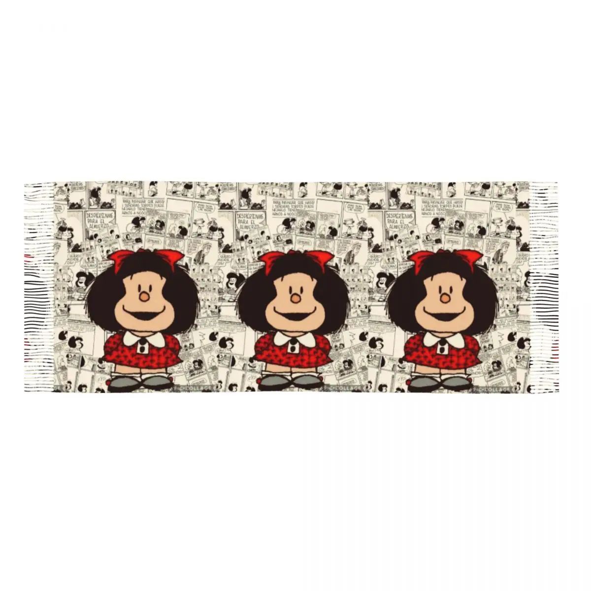 Женский шарф с кисточками в стиле аниме Mafalda зимне-осенние теплые шали женские