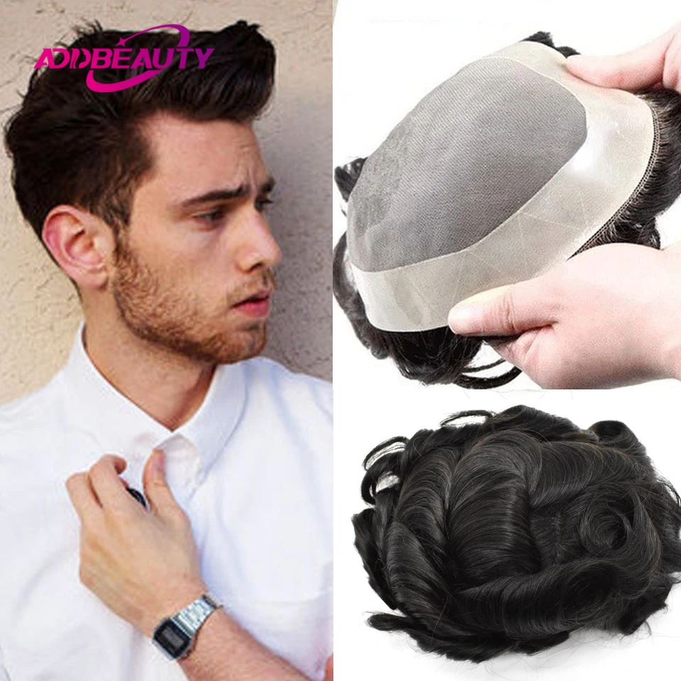 

Mono Silk Base NPU Around Remy Human Hair Wig for Men's Australia Capillary Prosthesis Toupee Hair Replacement Mens Hair Systems