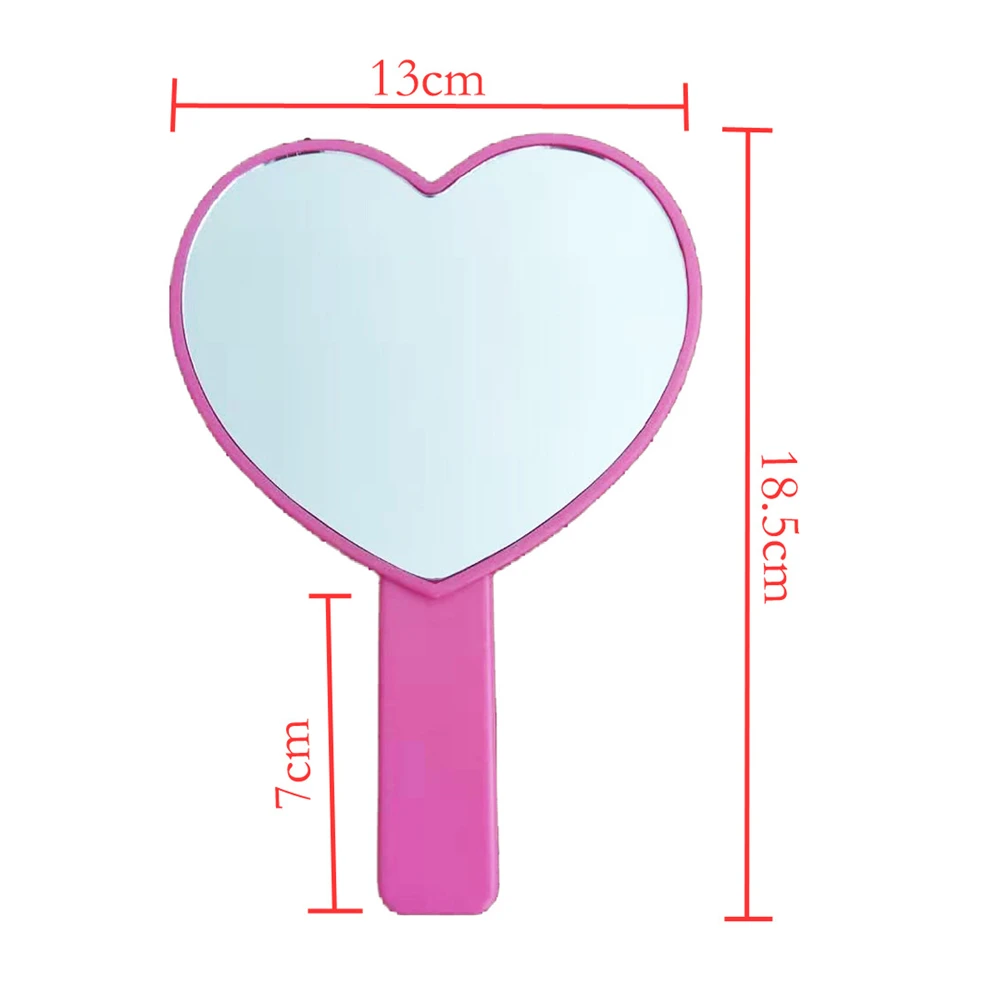 Ручное косметическое зеркало в форме сердца кавайное с ручкой нестандартное