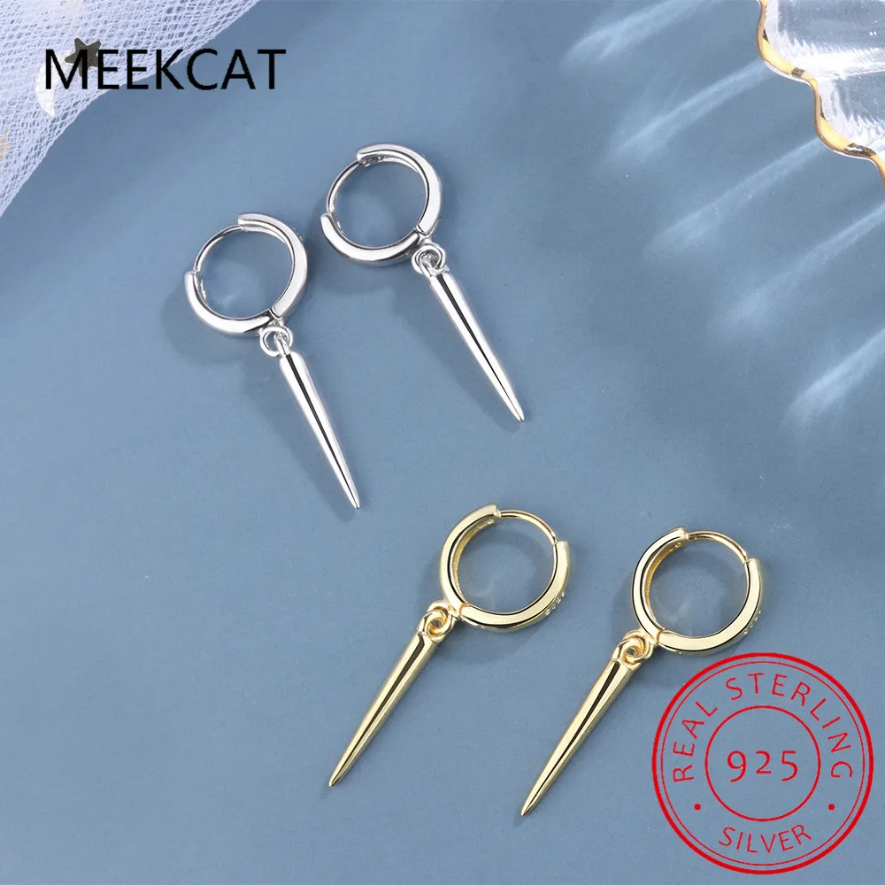 

Genuine 925 Sterling Silver Sweet Hanging Rivet Cone Pendant Hoop Earrings For Women Wedding Party Jewelry Gift DA472