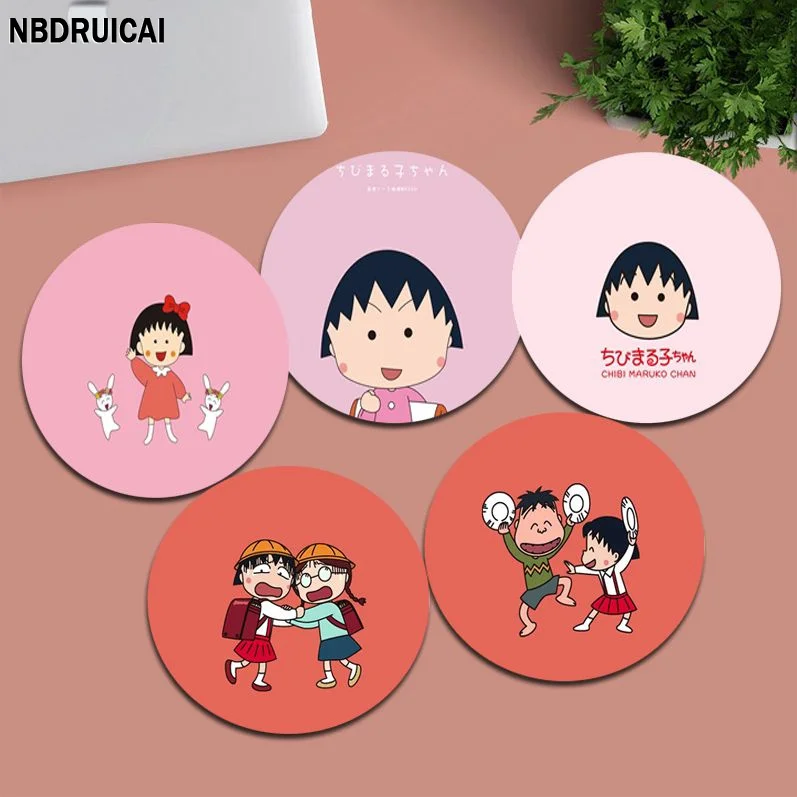 

Cartoon Chibi Maruko Chan Animation Round Office Computer Desk Mat Table Keyboard Laptop Cushion Non-slip Deskpad Home Decor