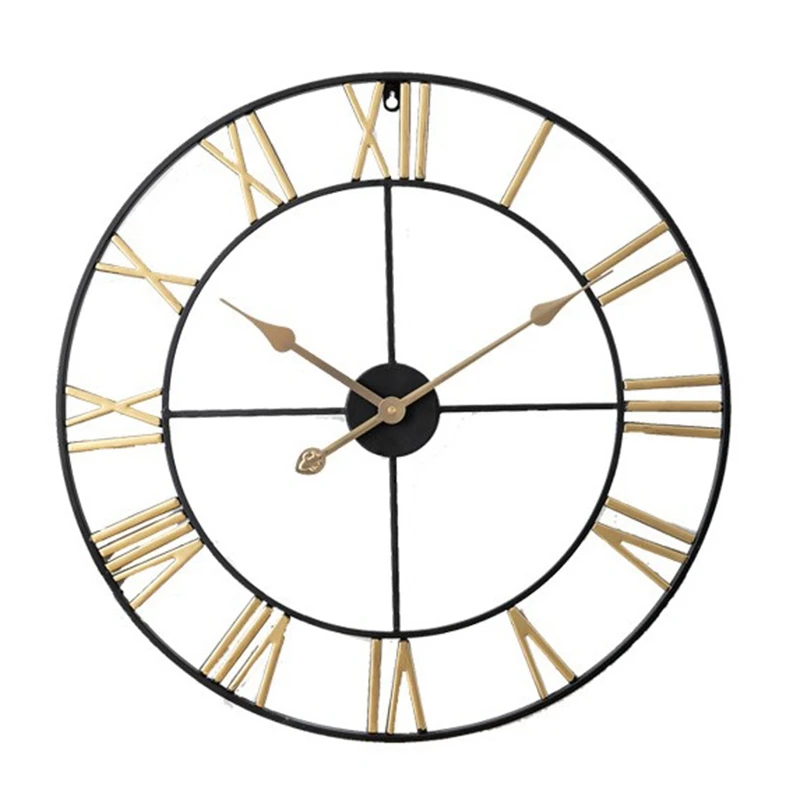 

16-дюймовые круглые Настенные часы с римскими цифрами, европейские, ретро, железные, бесшумные настенные часы для домашнего декора