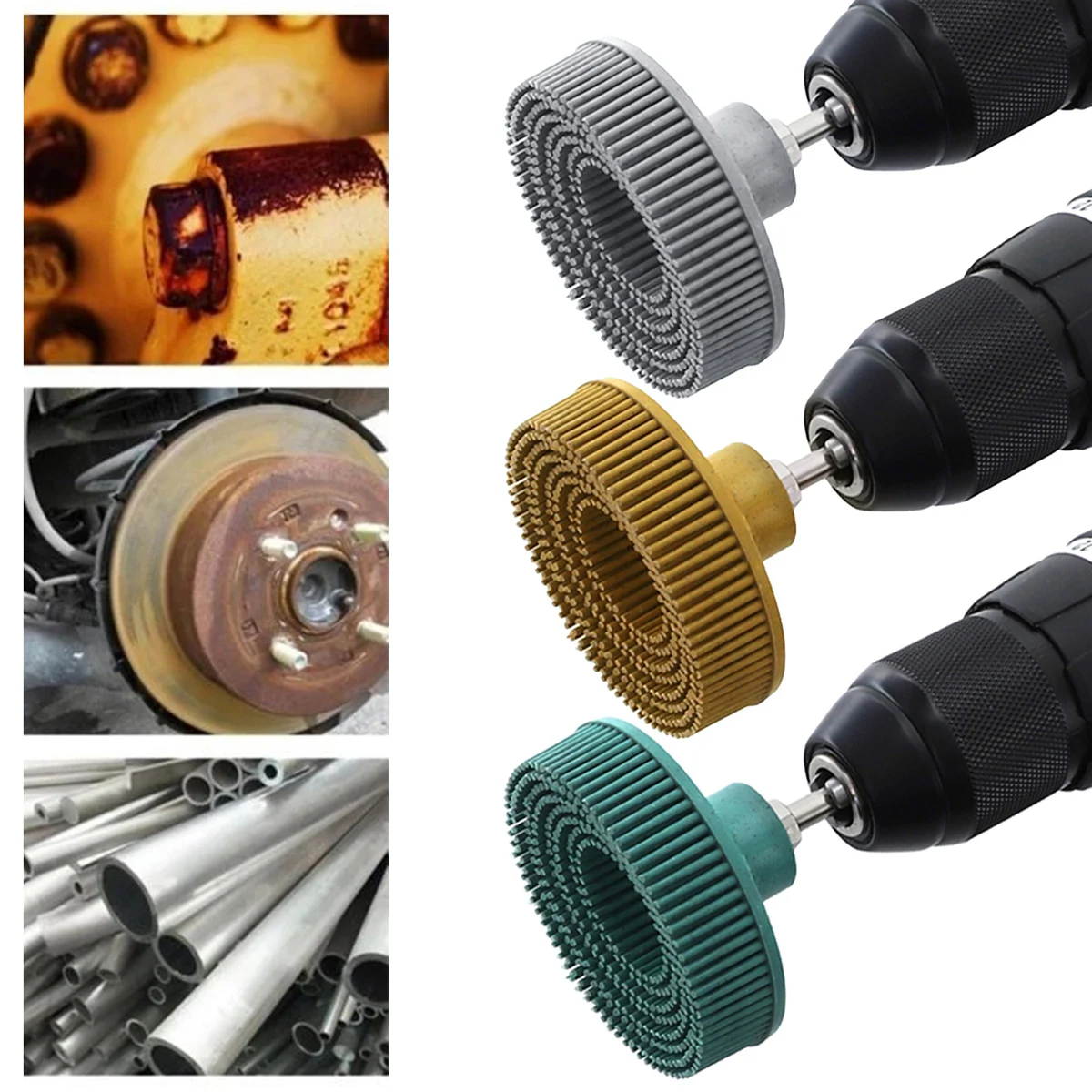 

New 2 Inch Bristle Disc 50# 80# 120# Abrasive Brush Disc with 1/4 Shank Wear Resistant Coating Removal Grinding Wheel Disc Drill