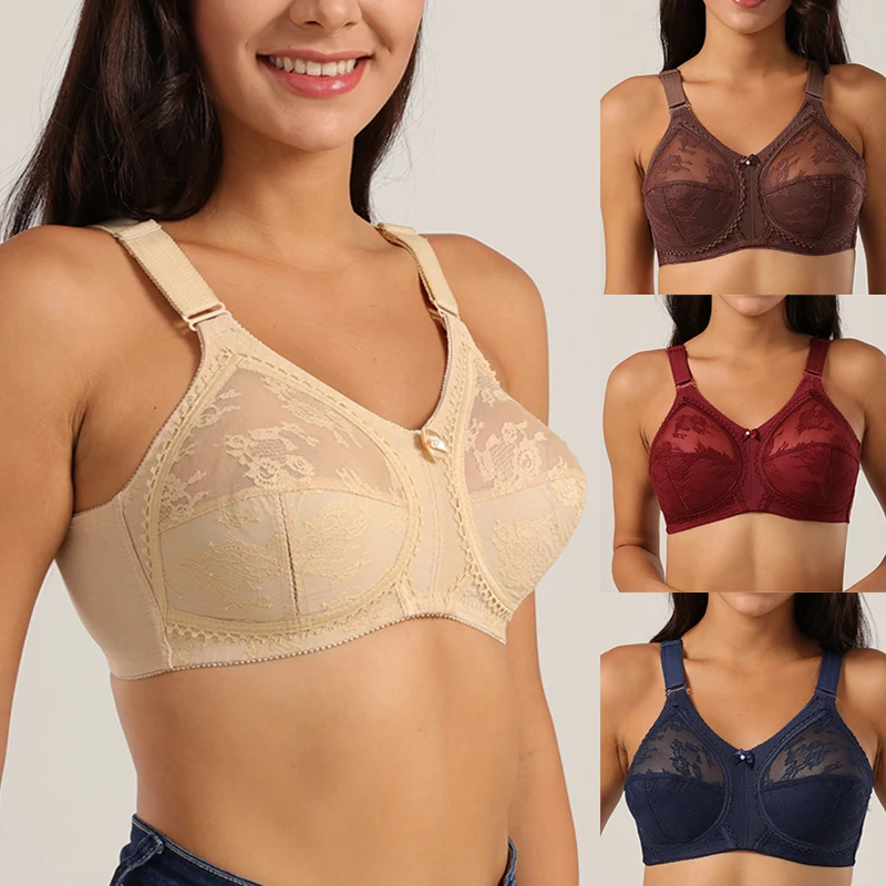 

Sexy Bra For Women Large Size Underwear Ladies Translucent Lace Wireless Brassiere Perspective Bralette Breathable Lingerie Tops