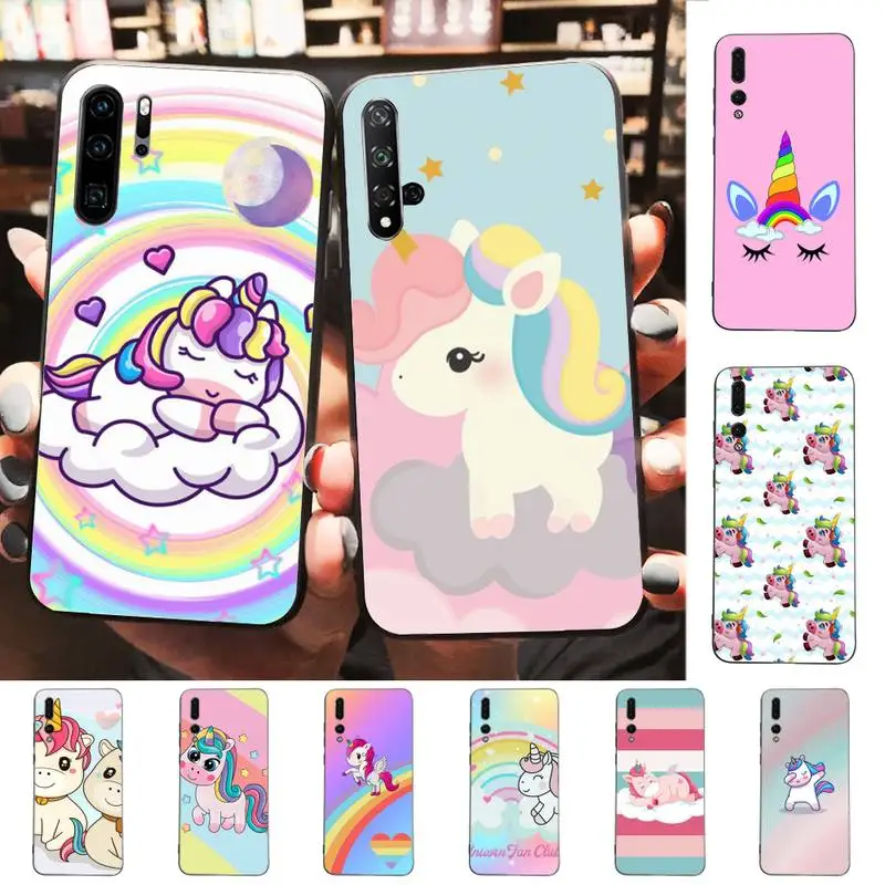 

Cute Rainbow Unicorn Phone Case for Huawei P30 40 20 10 8 9 lite pro plus Psmart2019