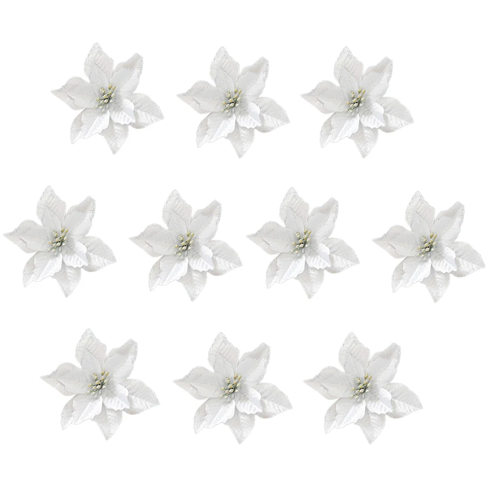 

Flowers Christmas Poinsettia Tree Decorations Artificial Silverblue Fake Flower Ornaments Gold Poinsettias Glitterdecorative