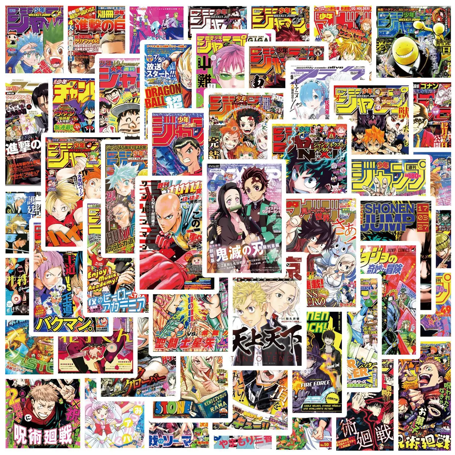 

200Pcs Anime Hero Academy Jujutsu Kaisen Demon Slayer Anime Stickers Aesthetic Laptop Water Bottle Graffiti Decals Kids Sticker