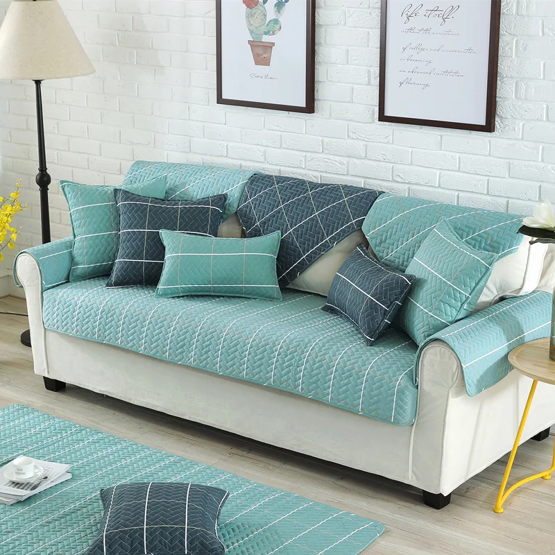 

Cotton Anti-dirty Non-slip Sofa Cover Pet Dog Children Cushion Machine-wash Lattice Removable Multi-size Sectional Sofa Towel