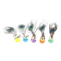 artificial small peacock decorative simulation little birds animal crafts with colorful long tail for christmas ornament garden