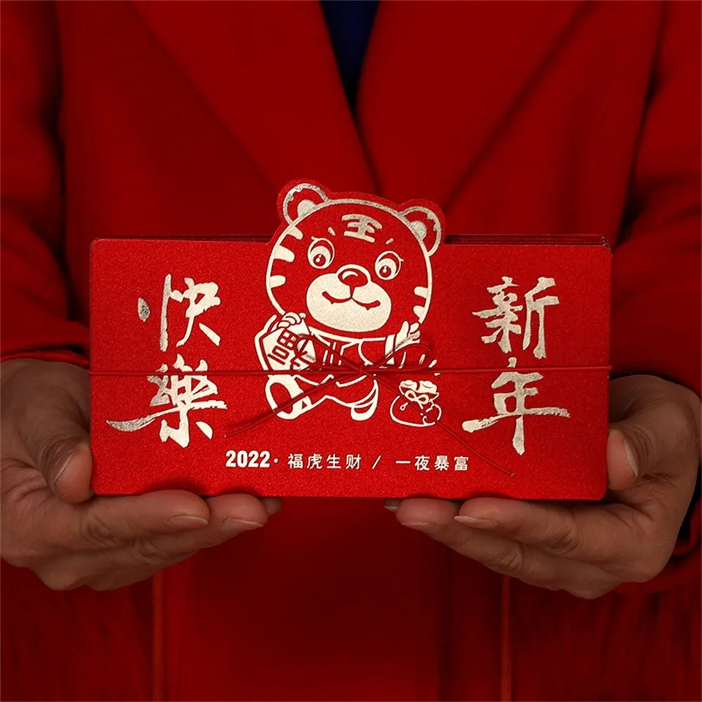 

1 шт. китайский новогодний красный конверт с мультяшным тигром Hongbao Весенний фестиваль карманы для денег горячее тиснение свадебный подарок...