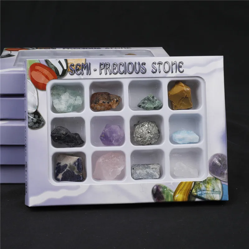 

1 Box Natural Mineral Quartz Crystal Mixed Gemstones Mineral Specimens Geology Education Student Teaching Materials Home Decor