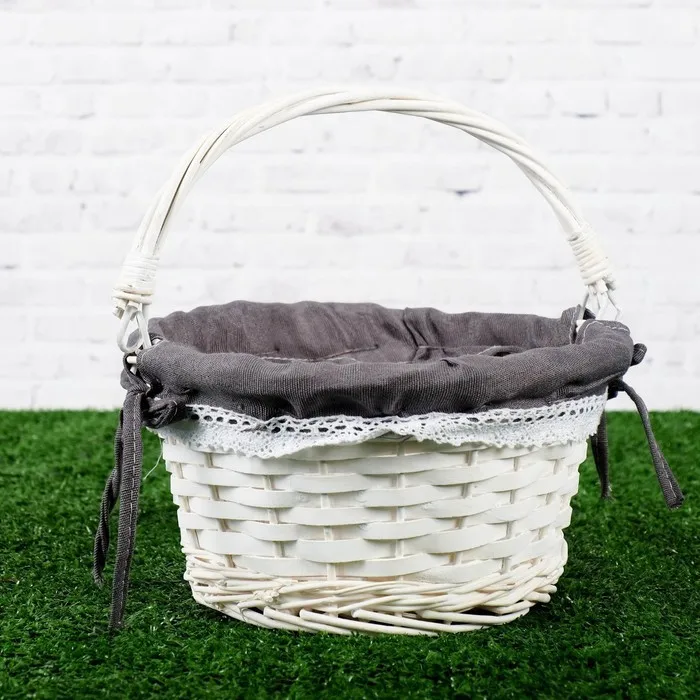 Корзина плетёная ива белая чёрный декор большая|Сумки и корзины| |