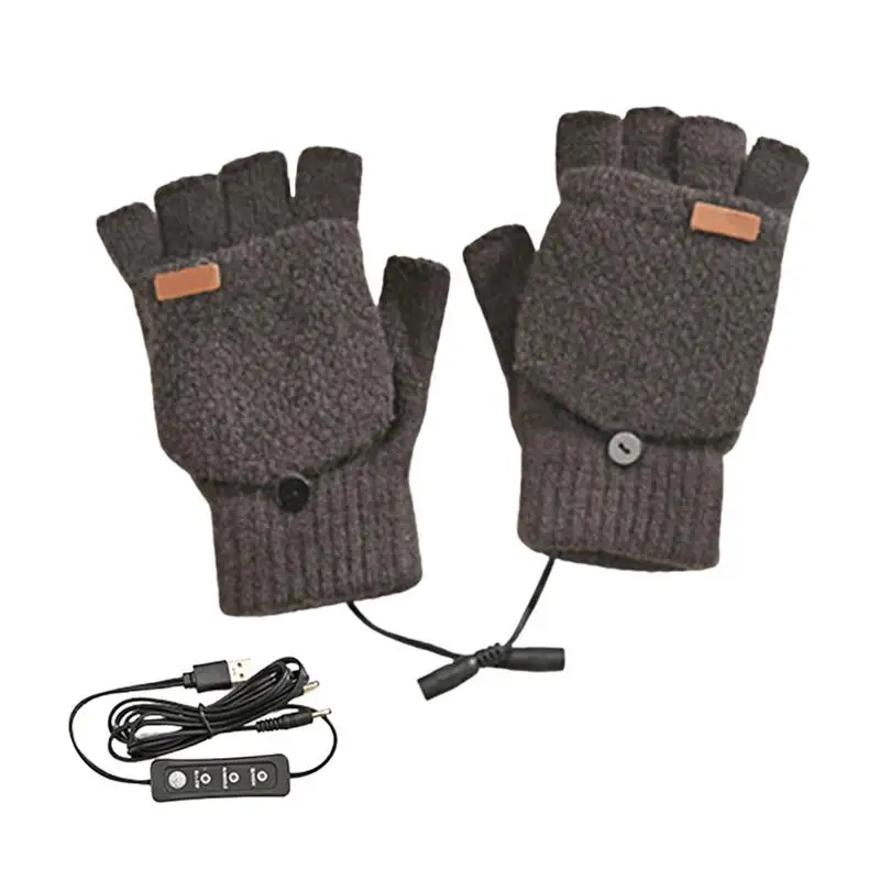 

Женские перчатки с подогревом, зимние перчатки без пальцев с регулируемой температурой, с USB-разъемом, уличные спортивные перчатки для мужчин