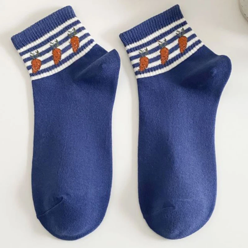 5 Pair Fruit Print Low Tube Women Socks Set Summer Fashion New Cartoon Cotton Socks Cute Breathable Girl Style Skateboard Socken
