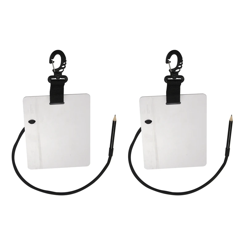 

2X Dive Underwater Writing Slate Diving Wordpad Gear Board With Swivel Clip And Pencil For Water Sports Diving Swimming