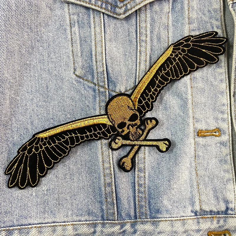 Байкерские нашивки в стиле панк с вышивкой черепа крыла для одежды джинсов