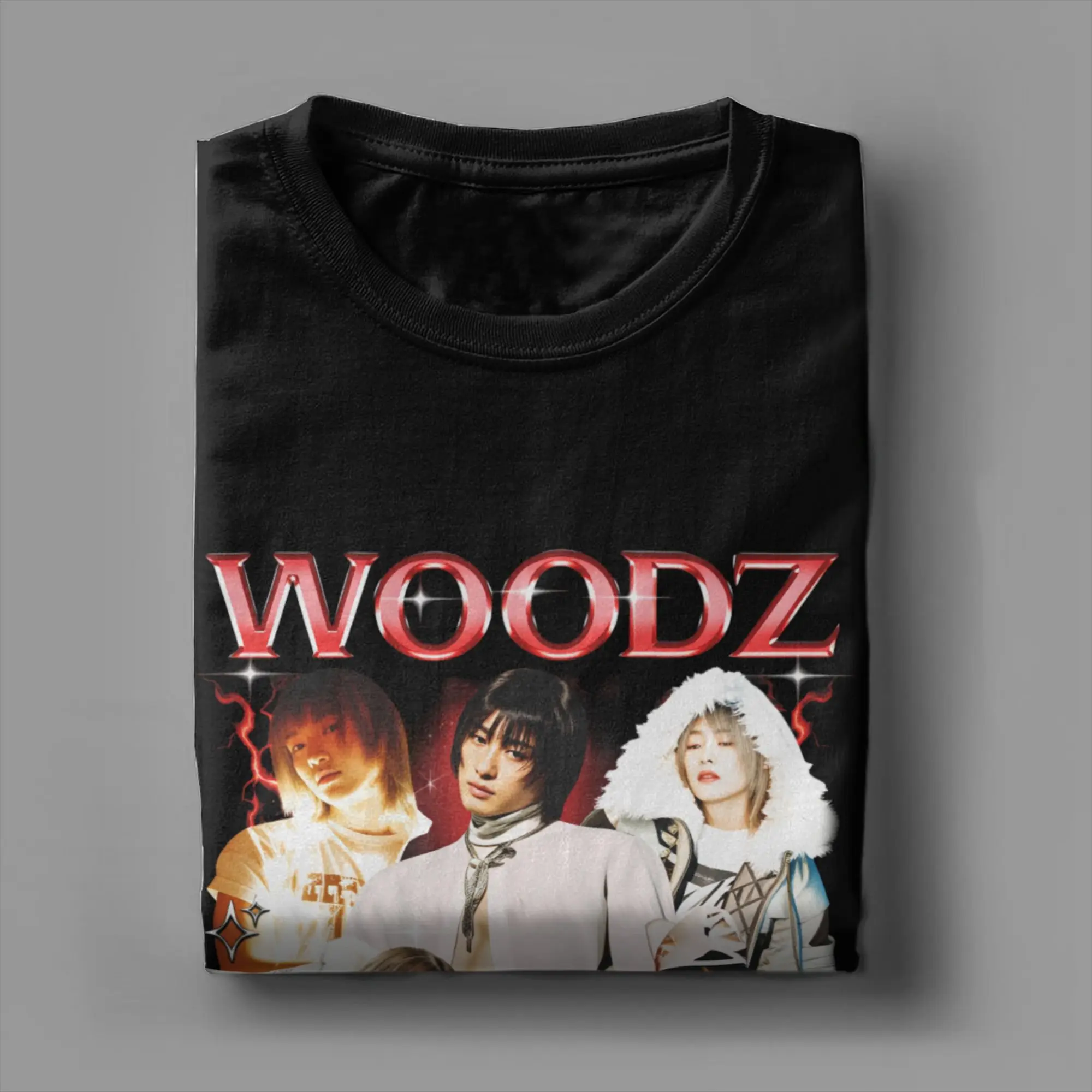 Фото Футболки WOODZ World Tour для мужчин, модная хлопковая футболка с круглым воротником и короткими рукавами, одежда больших размеров №4