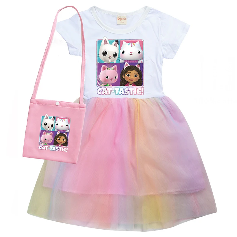 

Costumes 2023 New For Girl Gabby's Dollhouse Cosplay Clothings Carnival Costumes Cartoon Printed Summer Mesh Dress 2-10 Year Old