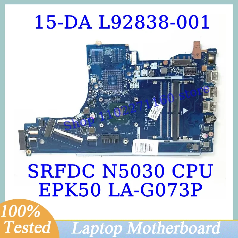 

L92838-001 L92838-501 для HP 15-DA с процессором SRFDC N5030, системная плата для ноутбука EPK50, 100% протестирована, работает хорошо
