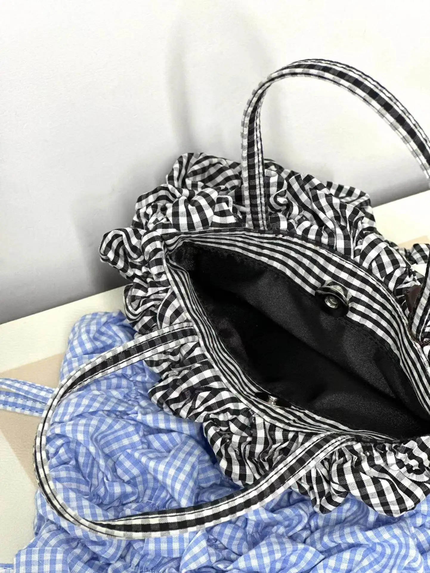 Летняя Новинка 2024 Милая клетчатая сумка-шоппер с пузырьковой складкой для