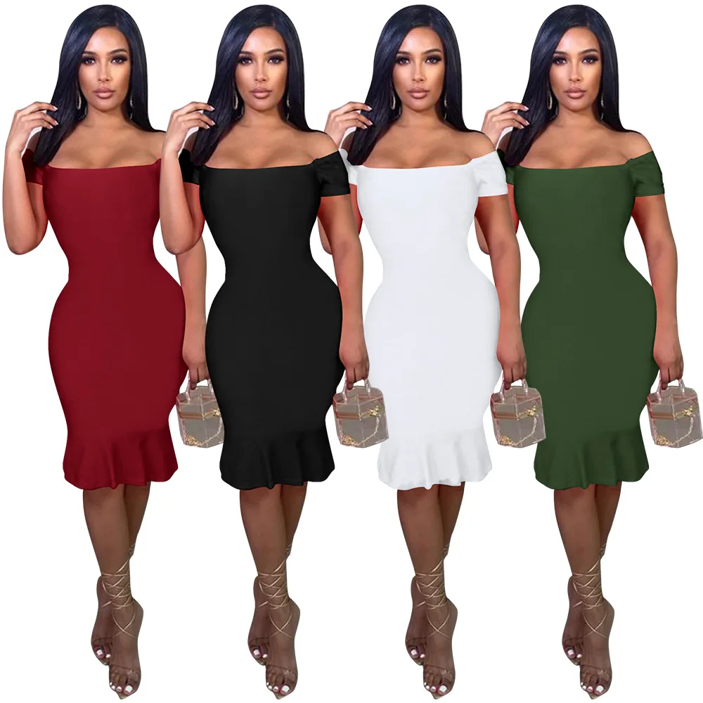 

sexy off shoulder long dress women ruffled bodycon party dresses summer short sleeve sundress