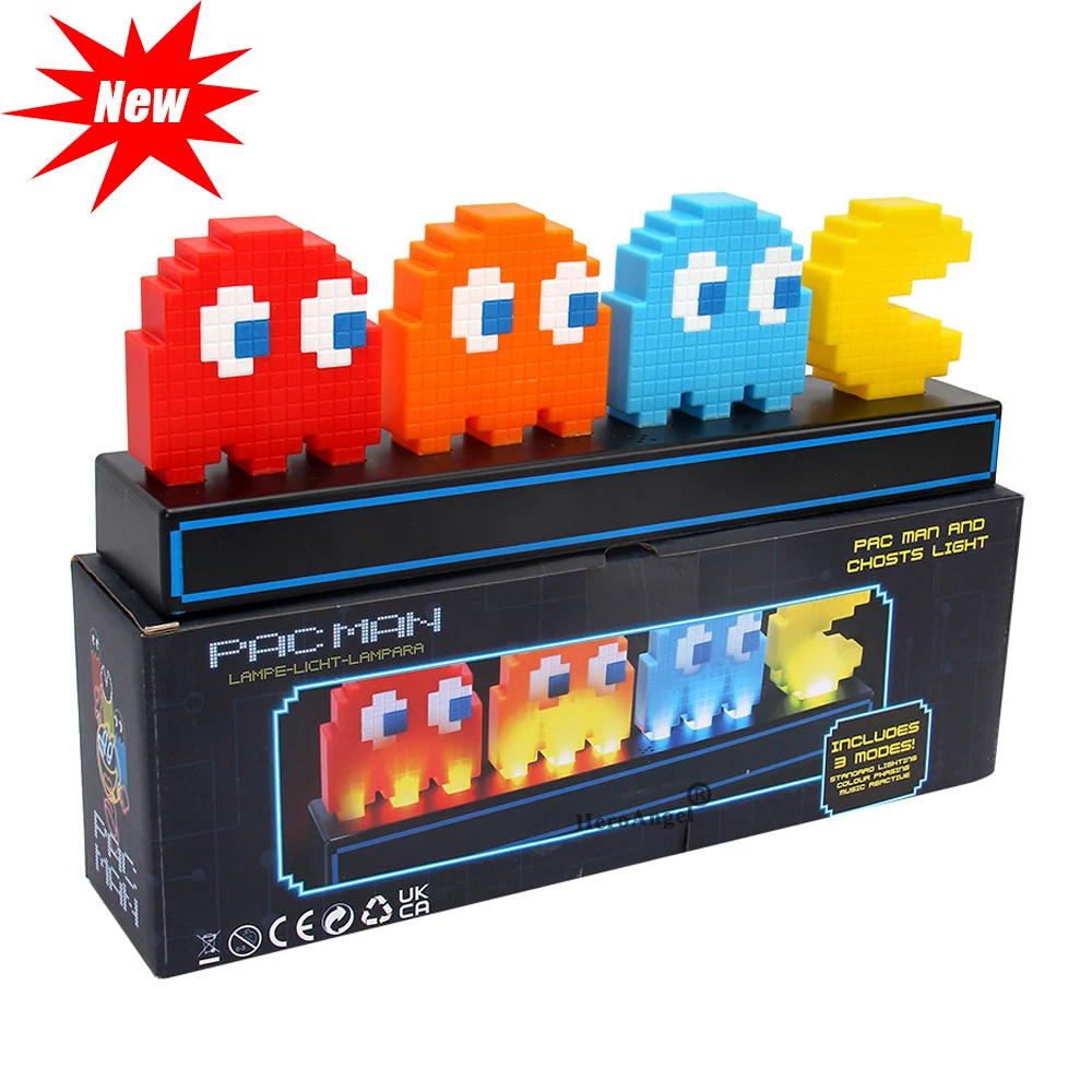 Светодиодный пиксельный ночсветильник Pac Man USB-питание Иконка игры визуальная