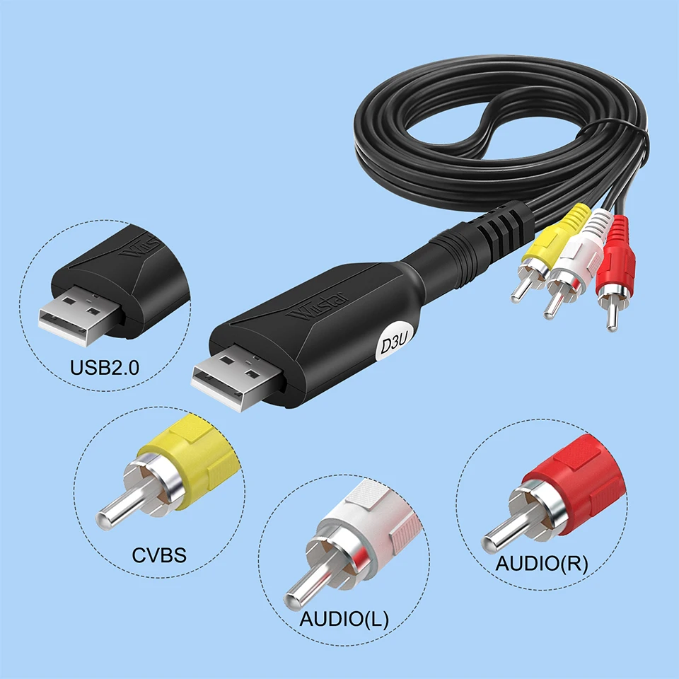 USB Video Capture Card VHS to Digital RCA 2.0 Audio Device Adapter Converter Easy Cap VCR DVR TV for Win7/8/10 |