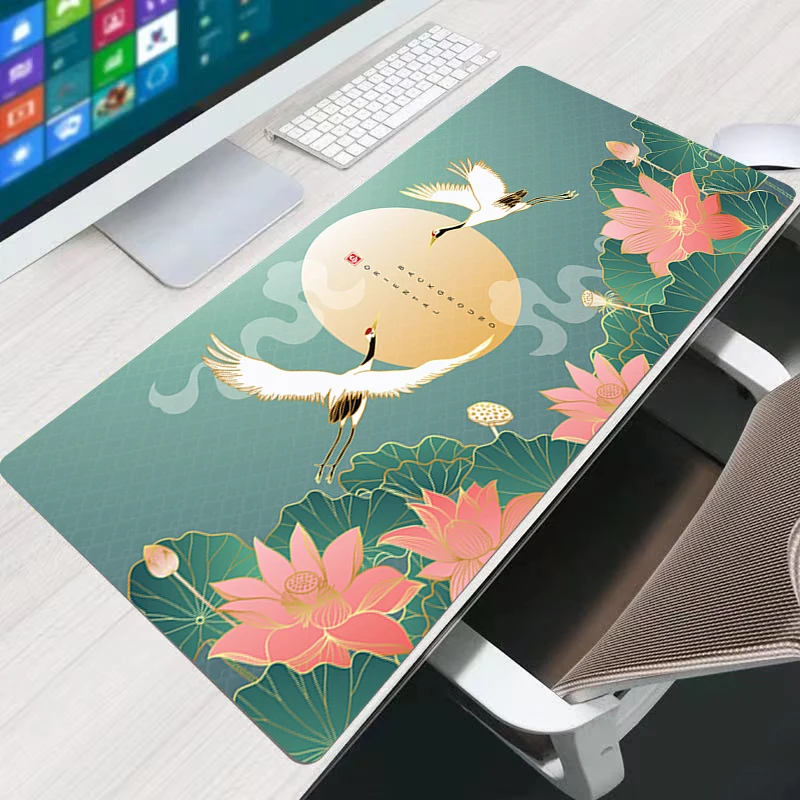 

Chinese Crane Art HD Custom Mousepad 900x400 Large Laptop Keyboard Soft Desk Mat Mini PC Gamer Rugs Office Rubber Anime Carpet