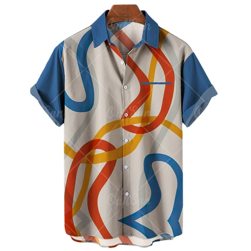 

2022 Men's Shirts Summer New Plaid Design Modern Trend Short Sleeve Tops Daily Casual Oversized Lapel