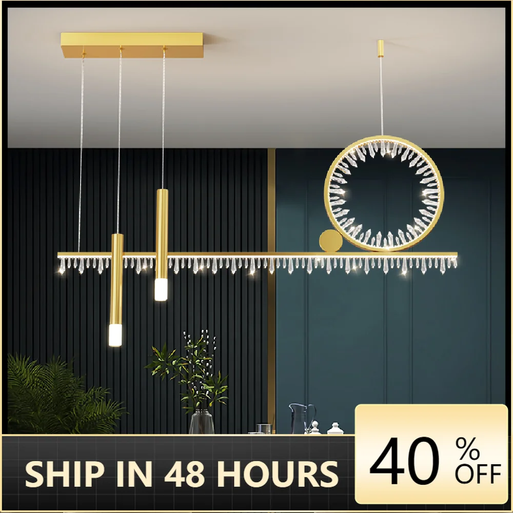 

Современная люстра в скандинавском стиле, роскошная Светодиодная лампа с кристаллами, кольцевая лампа для столовой, кухни, гостиной, спальн...