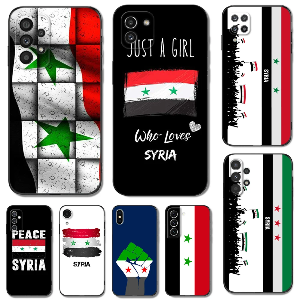 

Black tpu Case For Samsung galaxy M53 M13 M62 A12 A22 A22S A32 A42 A52 A52S A72 4g 5g A20S Syria national Flag