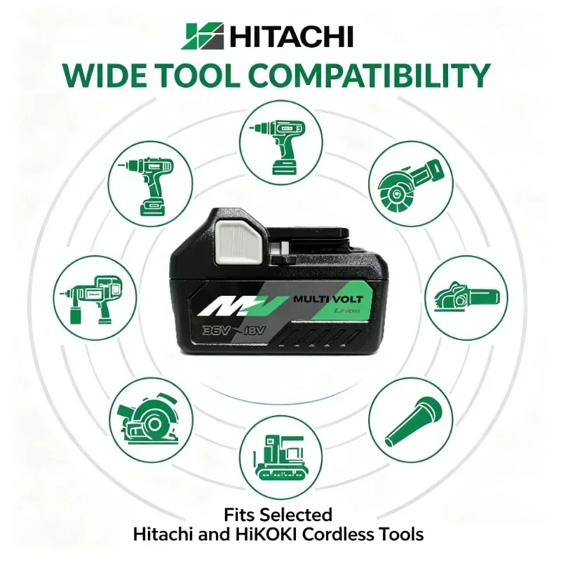 Фото Аккумулятор HiKOKI BSL36A18 5.0Ah Multi-Volt Li-ion 18V-36V, перезаряжаемый литий-ионный блок для беспроводных электроинструментов Hitachi. №5