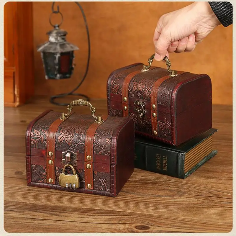 Винтажная деревянная шкатулка для ювелирных изделий брелок с кристаллами и