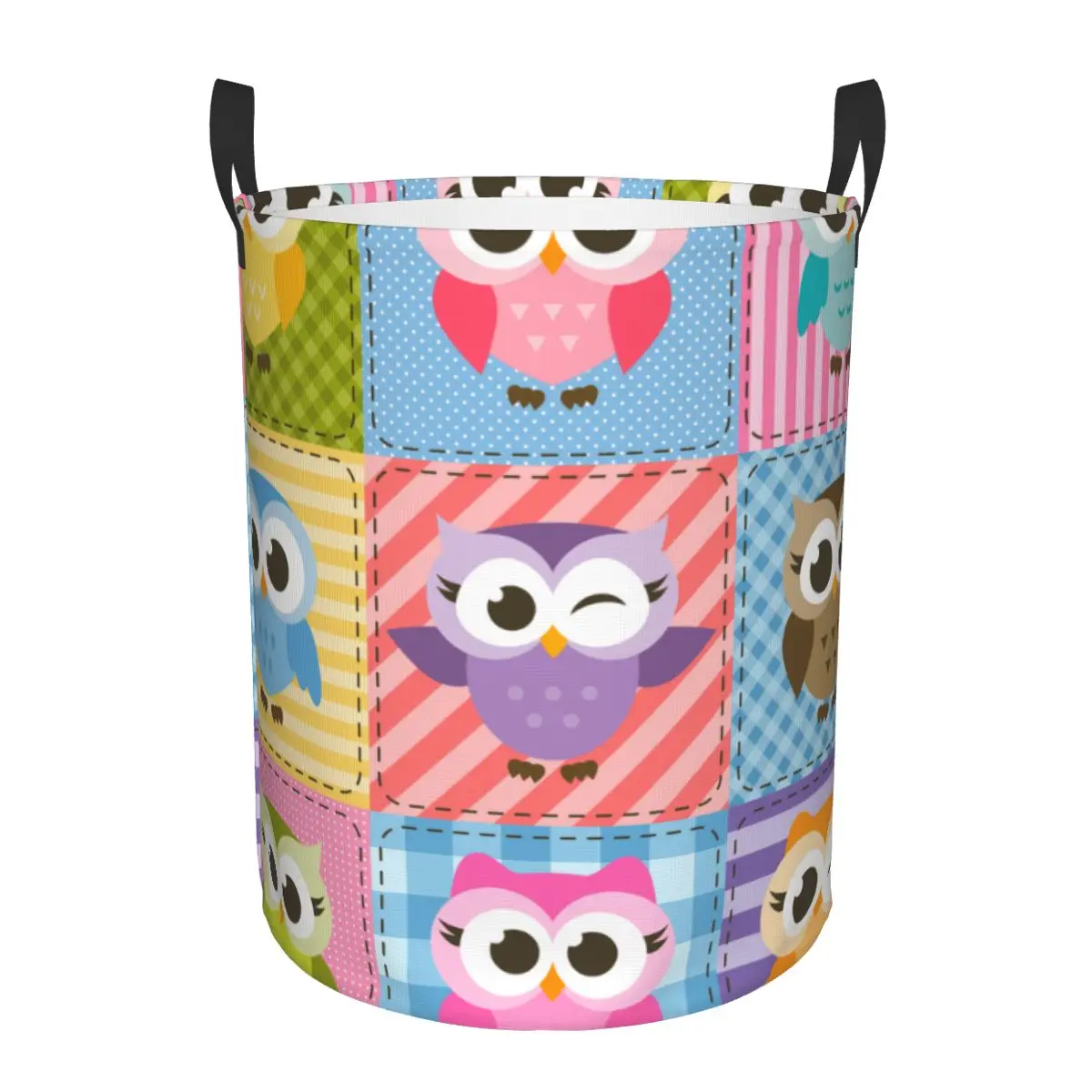 

Foldable Laundry Basket for Dirty Clothes Colorful Funny Owls Storage Hamper Kids Baby Home Organizer