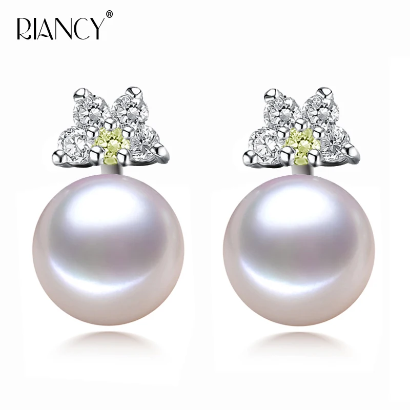 Fashion 925 sterling silver Black pearl earrings Natural Freshwater Pearl stud earring for women gif