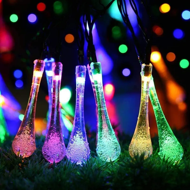 

Outdoor solar LED light string water drop string light fairy courtyard crystal light wedding festival decoration colored light