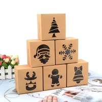 5pcs kraft paper christmas packaging pvc gift box party favor holders candy dragee chocolate cookie boxes bonbonniere supplies