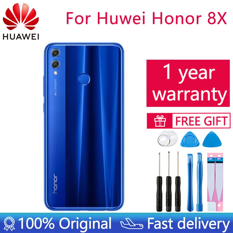 

New 6.5" For Huwei Honor 8X JSN-L21 Battery Back Cover Rear Door 3D Glass Panel Honor8X Housing Case Camera Lens Replace
