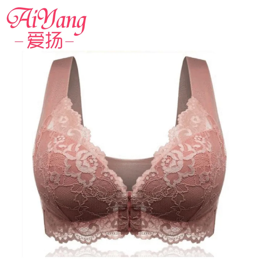 

Plus Size M-8XL Lace Bra Front Closure Gathered Sexy Bras For Women Push Up Seamless Underwear Lingerie Active Bra