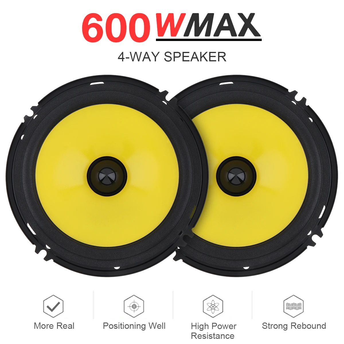 

2pcs 6 Inch 600W Full Range Frequency Car Audio Speaker Heavy Mid-bass Modified Speaker Non-destructive Installation