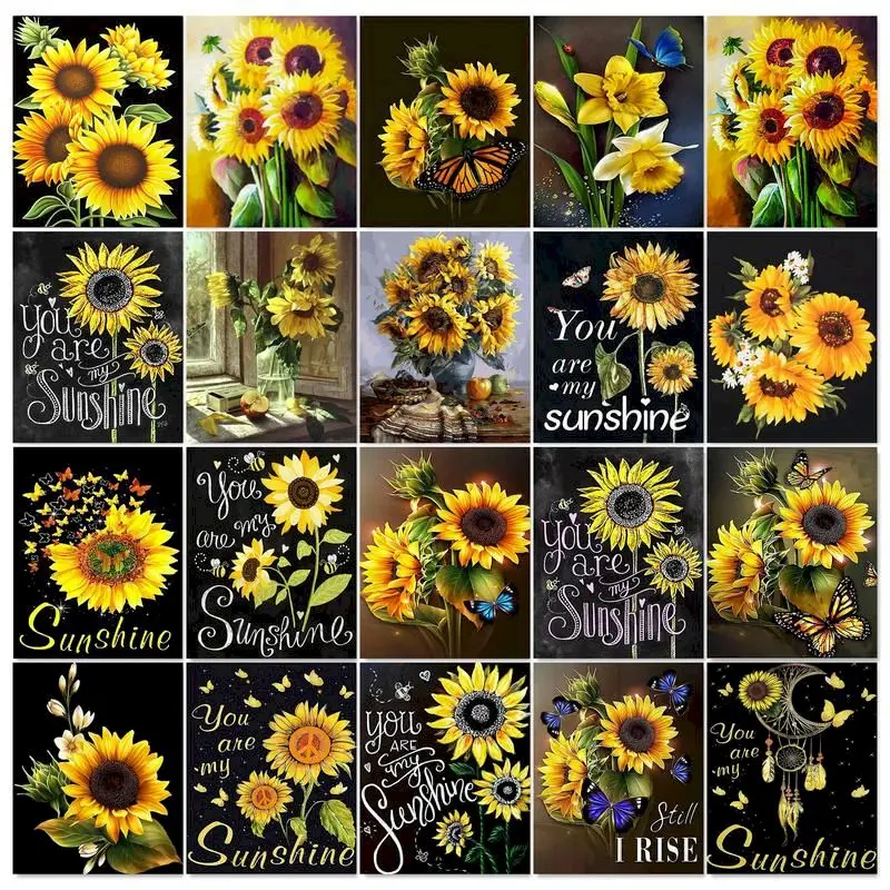 

RUOPOTY 5D Diamond Painting Sunflower Full Drill Diamond Embroidery Flowers Picture Of Rhinestone Mosaic Handmade Gift