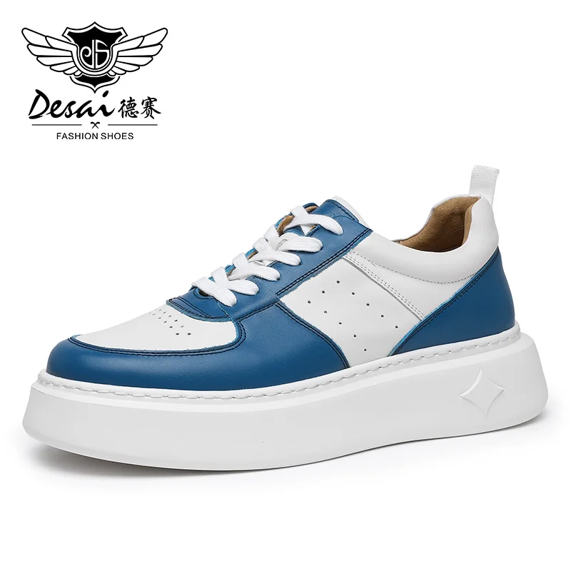 

Desai Brand Casual Genuine Leather Shoes For Men Sports Outdoor Walking Sneakers Shoes Casual White Design Fashion 2022 New