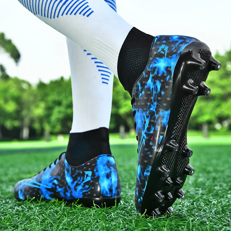 Outdoor Men Boys Soccer Shoes FG Starry Sky Color Matching Gao Bang Football Boots High Ankle  Training Sport Sneakers Size35-45