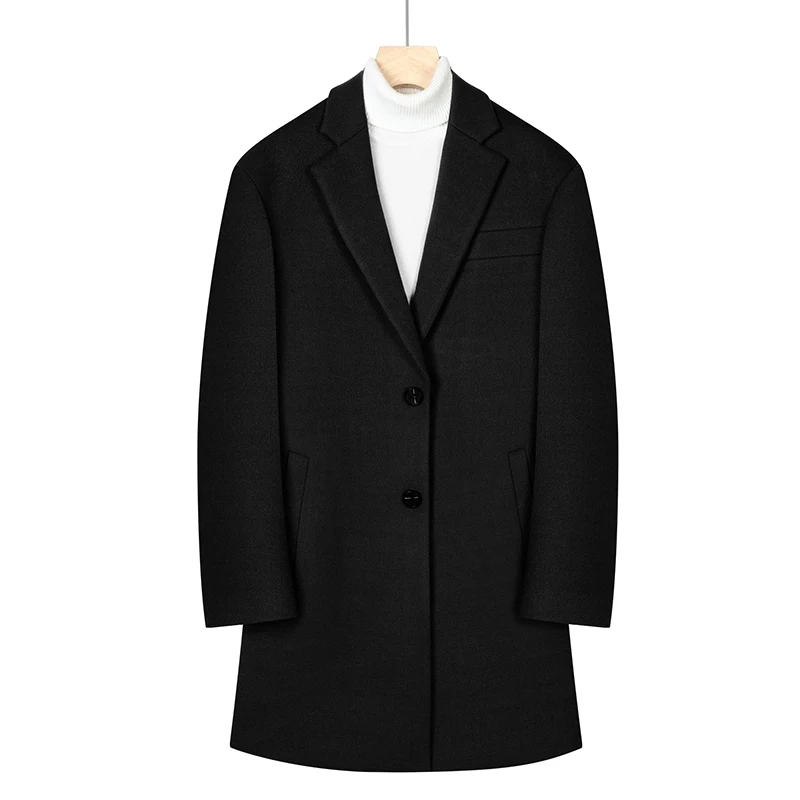 

Высококачественные осенне-зимние мужские однотонные повседневные шерстяные пальто теплая ветровка длинные шерстяные куртки Деловые толстые верхние пальто